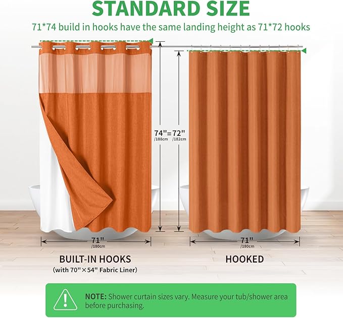 No Hooks Needed Linen Textured Shower Curtain - Image 7