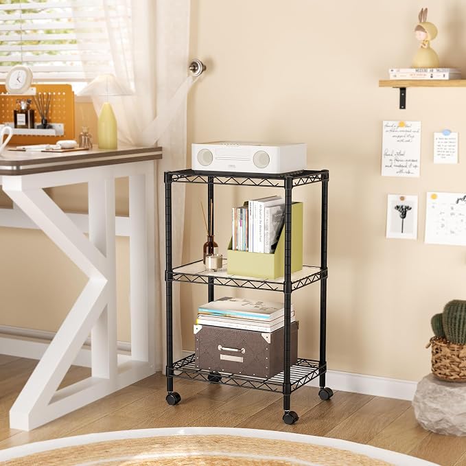SINGAYE 3 Small Shelves Storage Shelf Wire Shelving Unit Metal Shelf Adjustable - Image 9