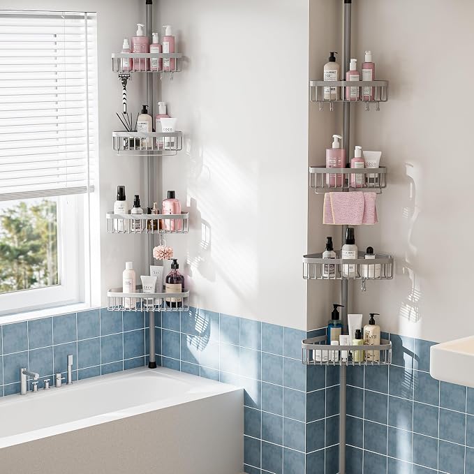 Corner Shower Caddy Tension Pole: Stainless Steel Rustproof 4-Tier Shower - Image 7