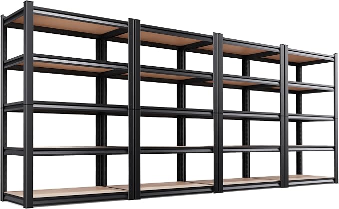 Set of 4 Garage Shelving 5-Tier Heavy Duty Storage Shelves, Adjustable Metal by Unknown