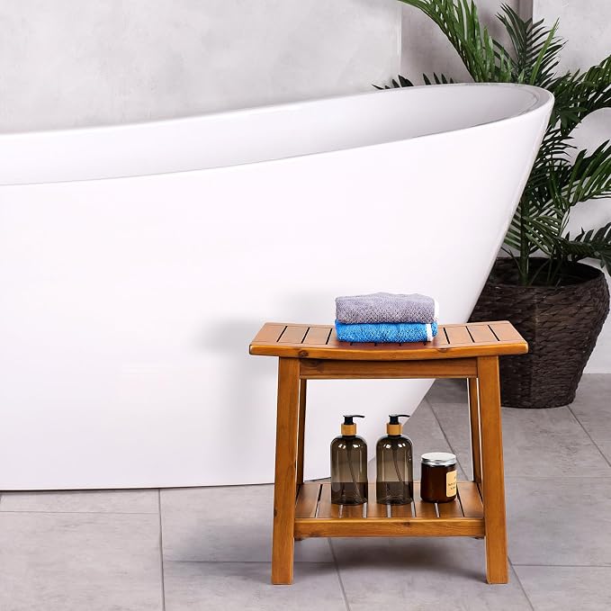 Teak Shower Bench, Indoor & Outdoor Use - Image 8