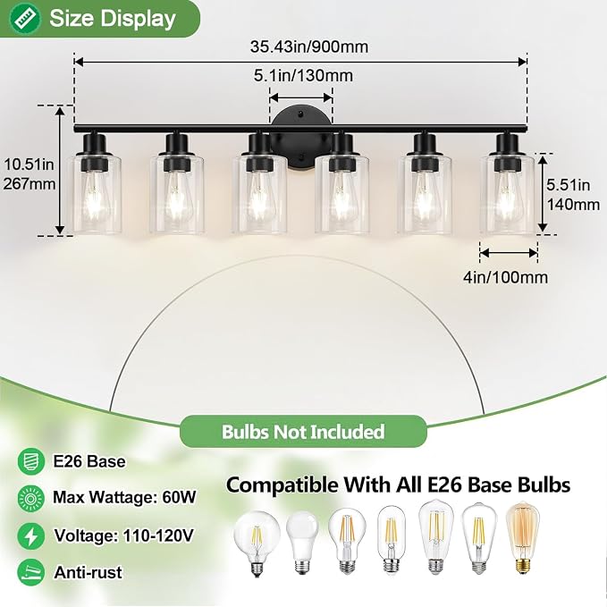 6-Light Bathroom Light Fixtures, Bathroom Wall Lamp - Image 8