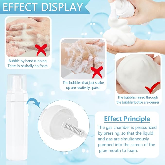Foam Pump Bottle 200ml/6.8oz Empty Plastic Foam Dispenser Pump Bottle Travel - Image 7