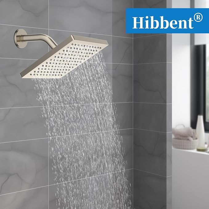 Hibbent Thickness Metal Rain Shower Head, 8 Inch High Pressure Rainfall Shower - Image 7