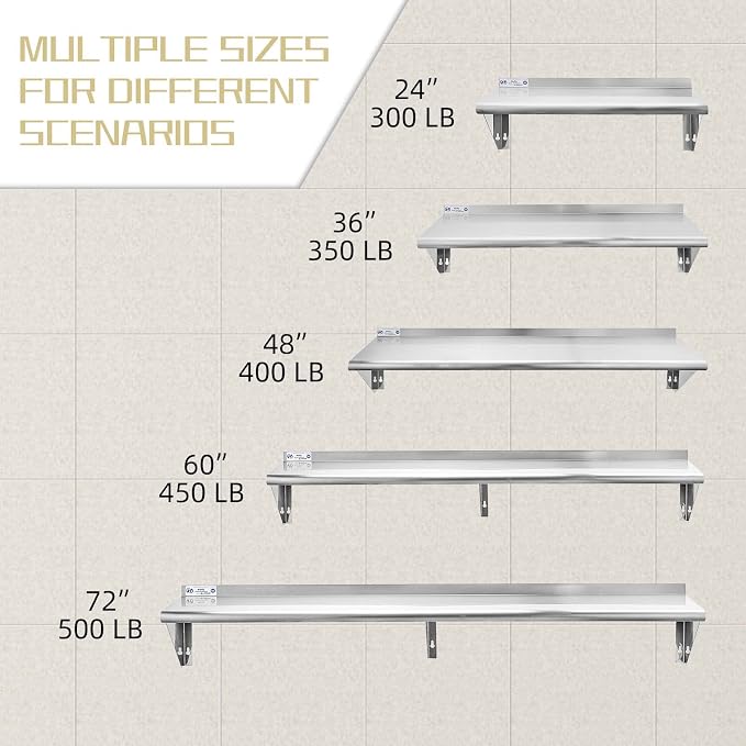 HALLY SINKS & TABLES H Stainless Steel Shelf 18 x 24 Inches, 300 lb, Commercial - Image 7