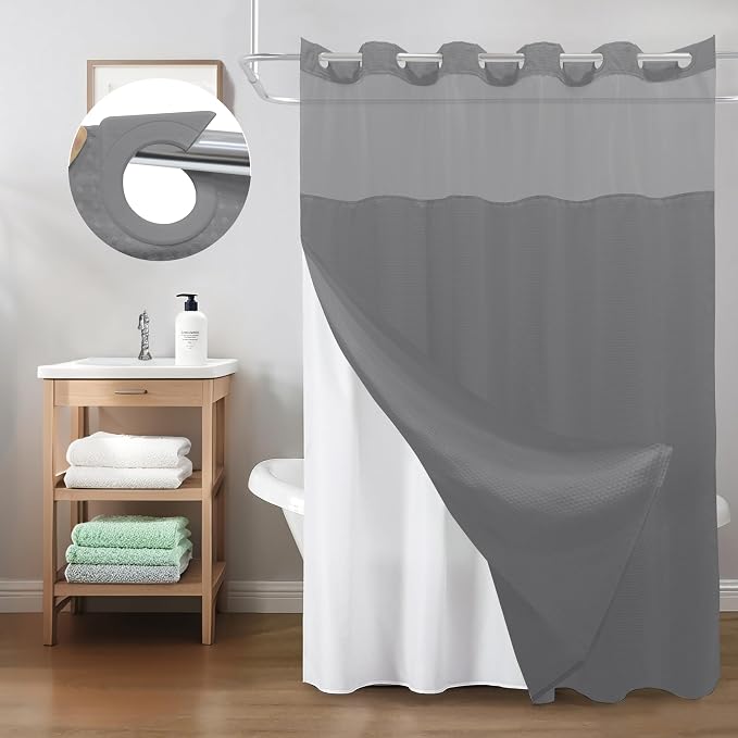 Inhousolu Long No Hook Shower Curtain - Image 8