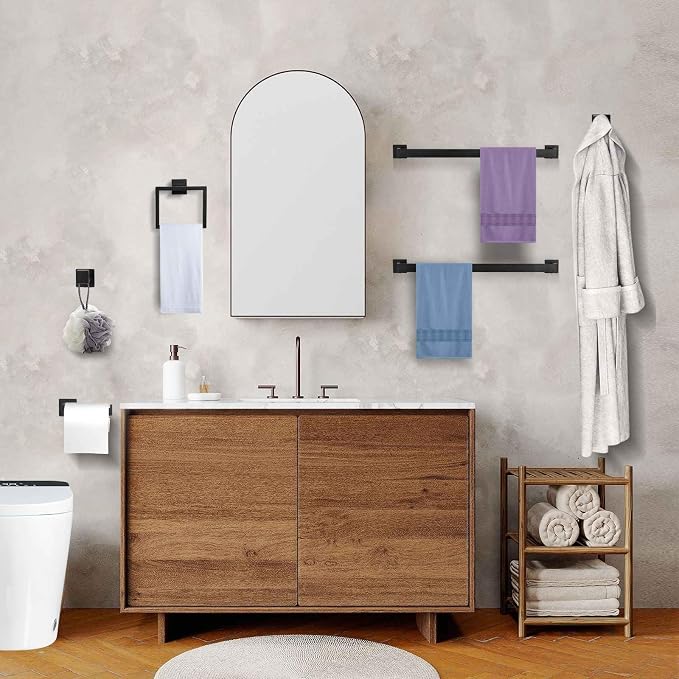 10-Piece Matte Black Bathroom Hardware Accessories Set Black Towel Bar Set - Image 7