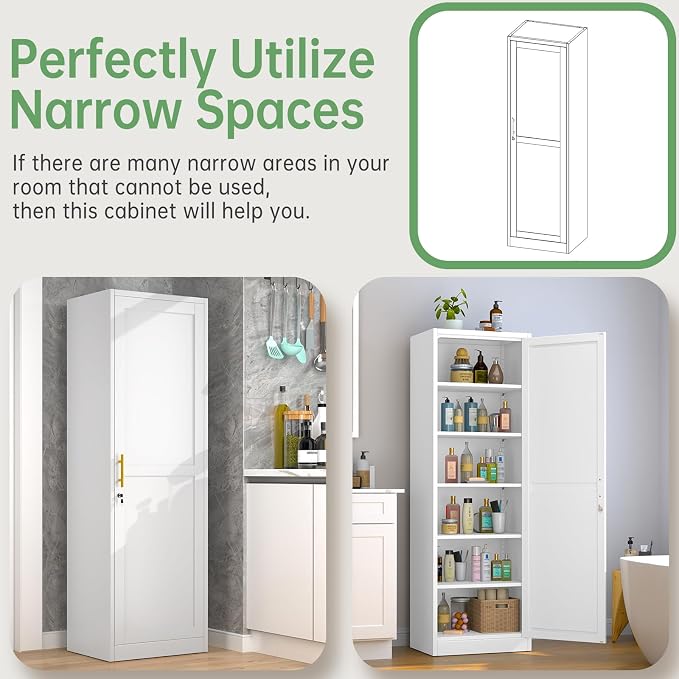 Metal Locker Tall Narrow Storage Cabinet, Gym Home Office, Entryway and Hallway - Image 4