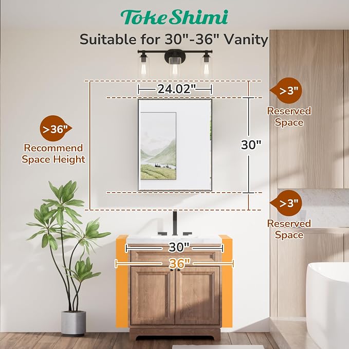 TokeShimi 24x30 Recessed Medicine Cabinet - Image 8