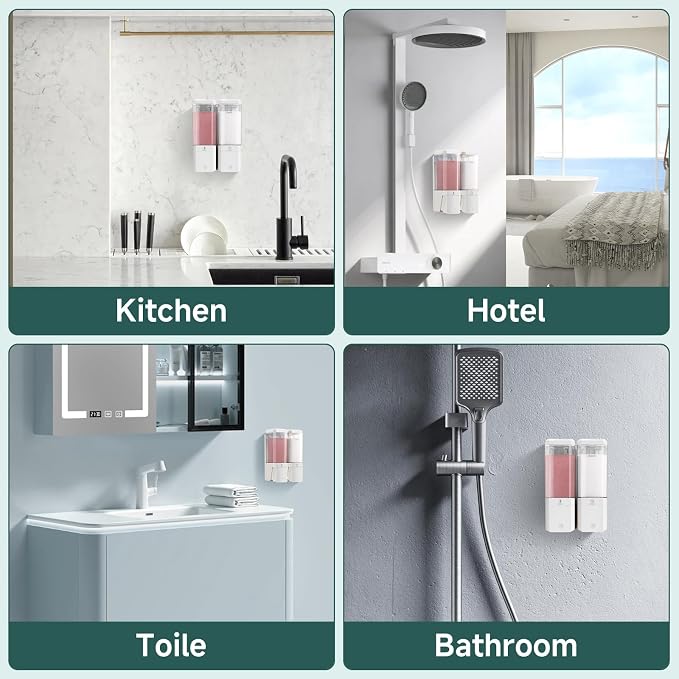 Shampoo and Conditioner Dispenser Wall Mounted No Drill, Shower Soap Dispenser - Image 7