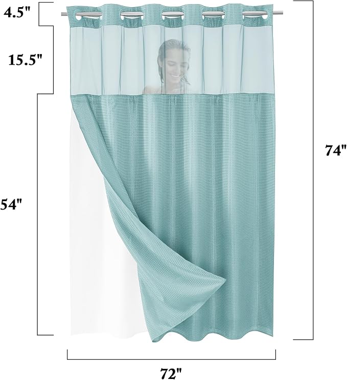 Gibelle No Hook Waffle Weave Shower Curtain - Image 7