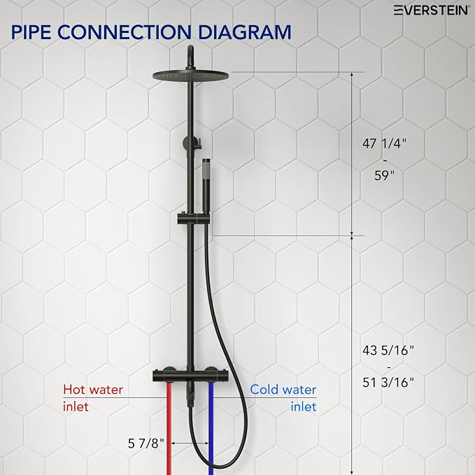 Exposed Shower System with Tub Spout, EVERSTEIN 10 inch High Pressure Shower - Image 9