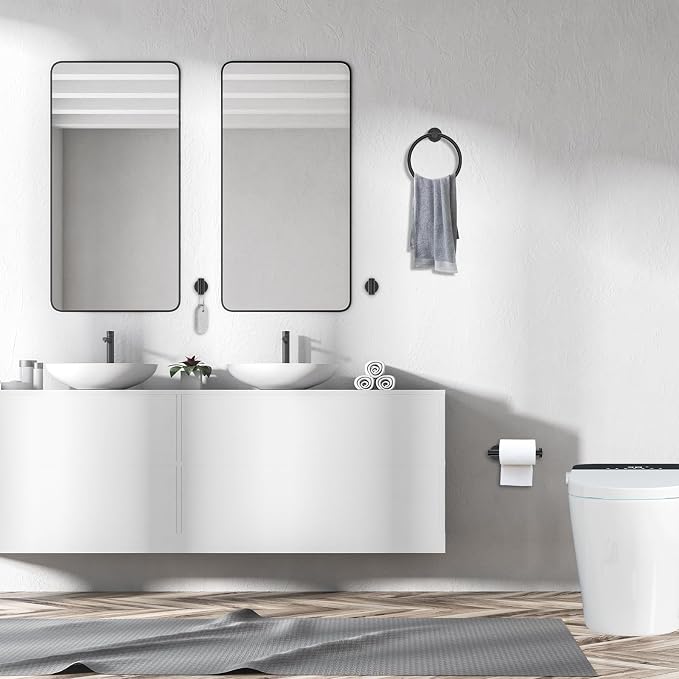 4-Piece Matte Black Bathroom Hardware Accessories Set, Robe Hooks, Stainless - Image 7