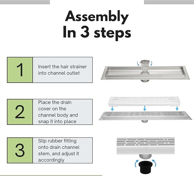 SereneDrains 304 Stainless Steel 48 Inch Linear Polished Chrome Shower Drain - Image 6