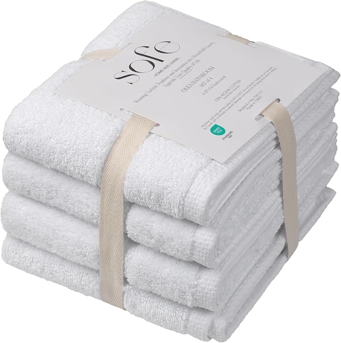 SOFE H&L | Olea Luxury Turkish Cotton Hand Towels Set of 4 White | Premium - Image 7