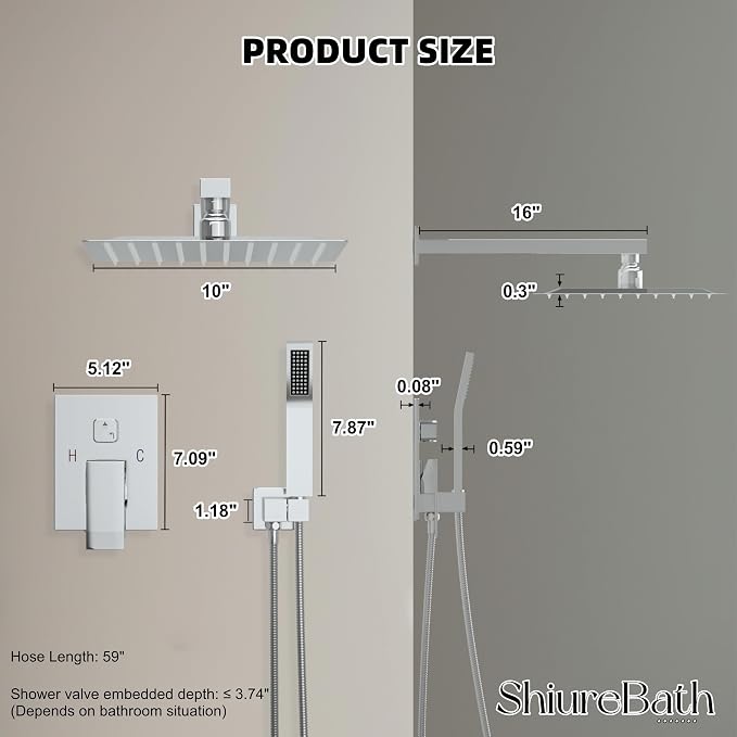 10 Inch Shower Faucet Set, Rainfall Shower System - Image 8