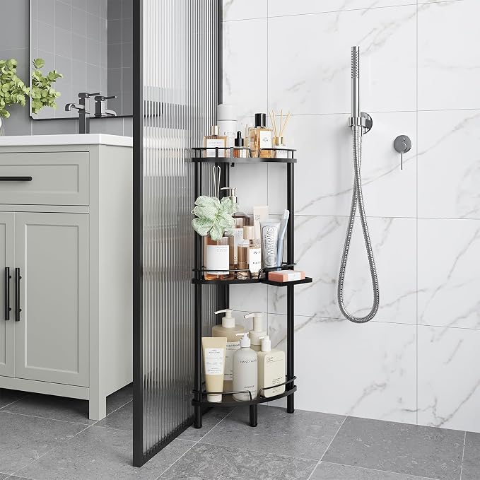 ELYKEN Corner Shower Caddy Standing, 3 Tier Rustproof Metal Shower Organizer - Image 9