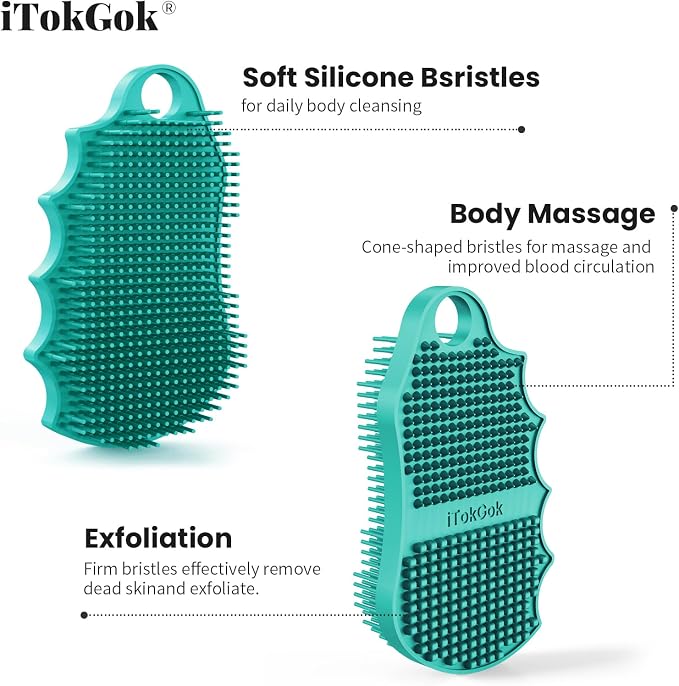 Silicone Body Scrubber Silver-Infused Dual-Sided 3-in-1 - Image 6