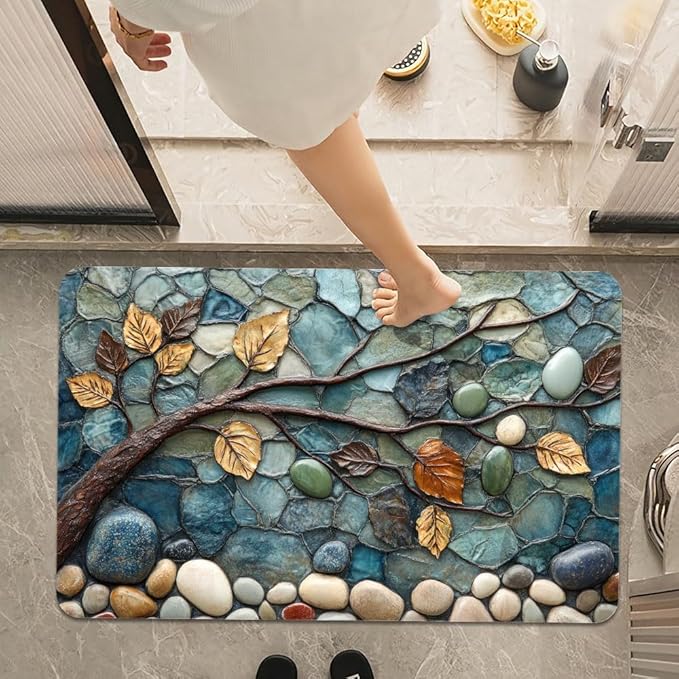 Bath Mat Rug, Mosaic-Stone Tree Non Slip Quick Dry Super Absorbent Thin - Image 7