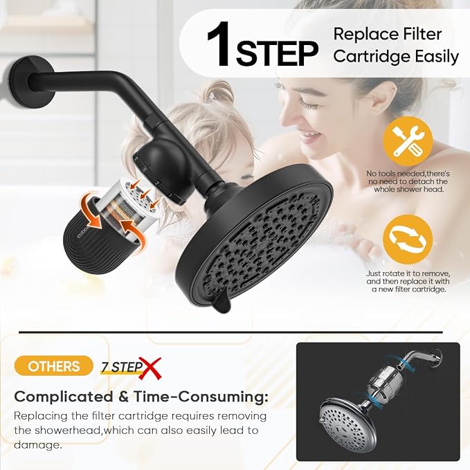 Cobbe Shower Filter | All-METAL Joint | 99% REMOVAL Shower Head Filter - Image 9