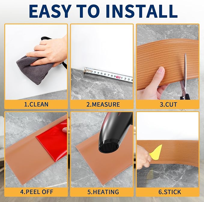 Flexible Baseboard Molding Trim 4 Inch Self-Adhesive Vinyl Wall Base Peel and - Image 6