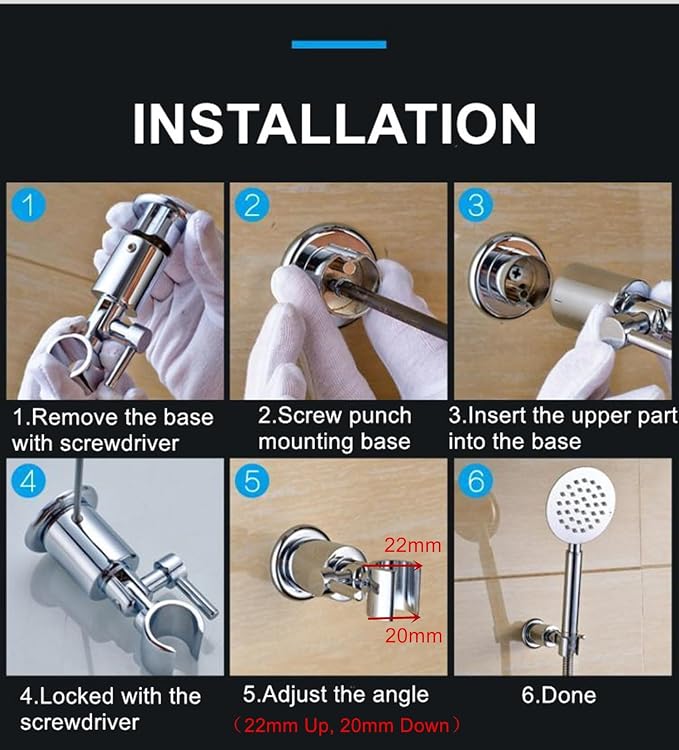 All Metal 180 Adjustable Shower Wand Holder - Image 8