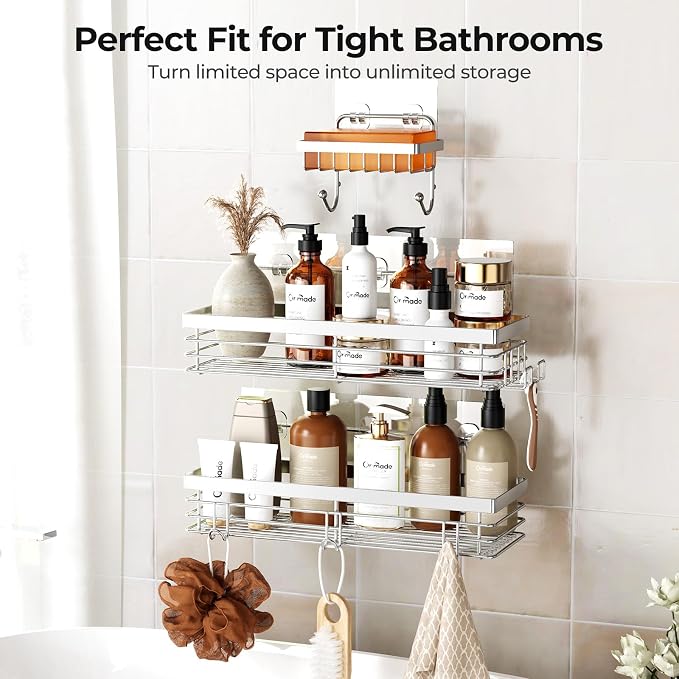Orimade Adhesive Shower Caddy Soap Dish Holder Shelf - Image 9