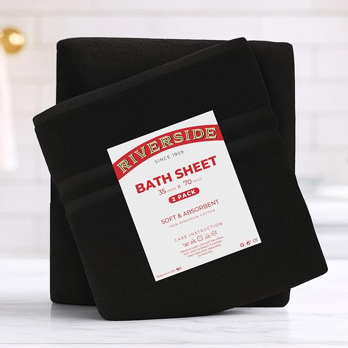 RIVERSIDE Pack of 2 Extra Large Bath Sheets 35 x 70 Inches - Image 7