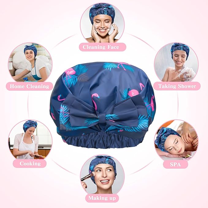 2 PCS Waterproof Shower Caps, Oversized Adjustable Hair Cap - Image 7