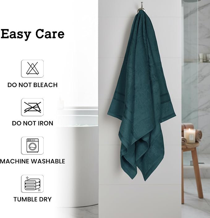 Casa Lino Teal Bath Towels Set of 4 - Image 7