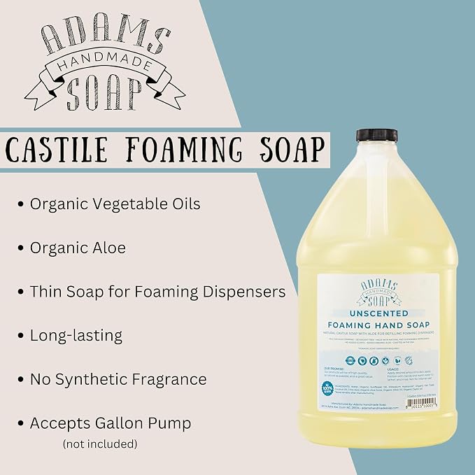Adams Handmade Soap Thin Castile Foaming Liquid Hand Soap 1 Gallon Refill - Image 3