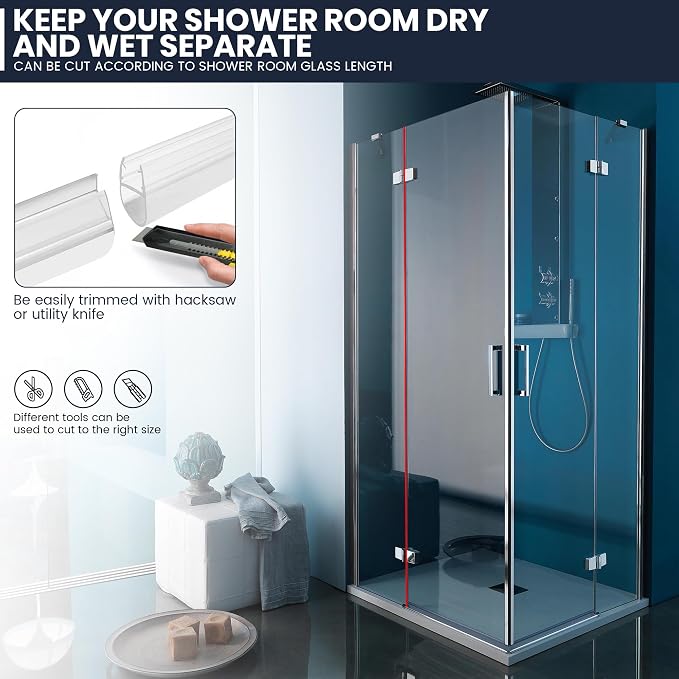 Shower Glass Door Side Seal, for 1/2" Thick Frameless Glass Door, to Stop Water - Image 8