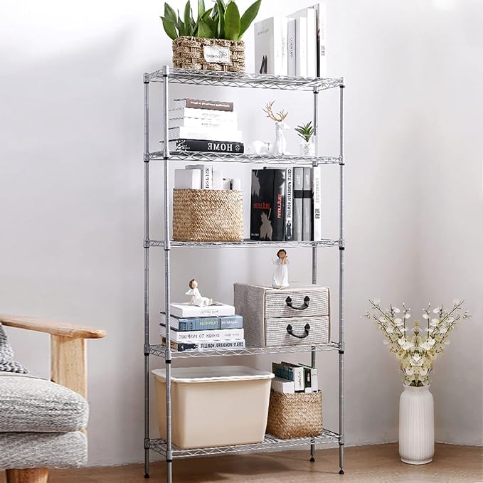 5 Tier Wire Shelving Unit with NSF Certified, Adjustable Wire Shelves with 750 - Image 9