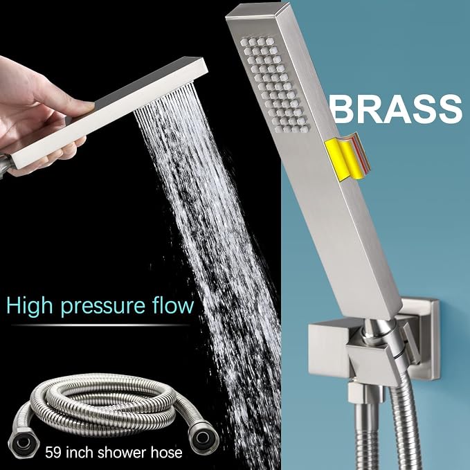 Shower System Brushed Nickel Shower Faucet Set 12 Inch Ceiling Mounted Full - Image 9