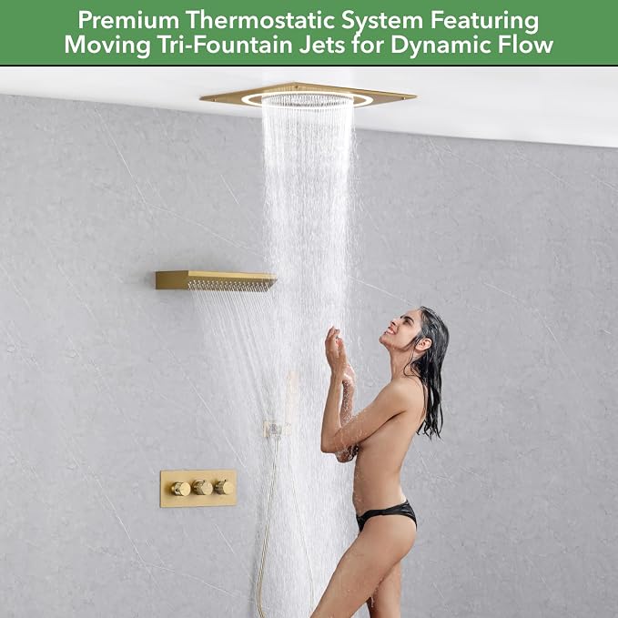 VANFOXLE Shower Faucet Set Brushed Gold Shower System, Shower Faucet - Image 6