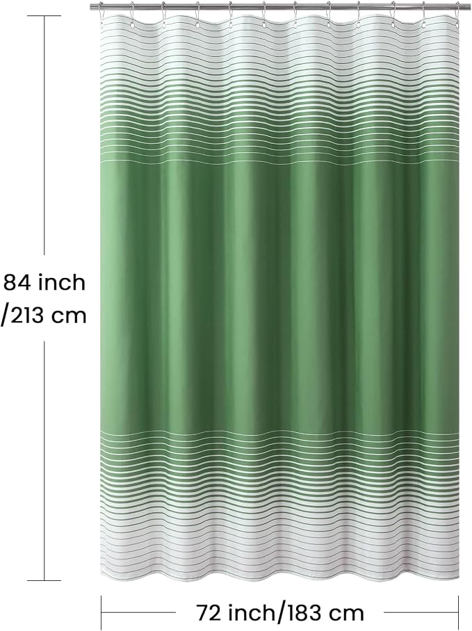 Extra Long Green Shower Curtain, Sage Green and White Gradient Horizontal - Image 6