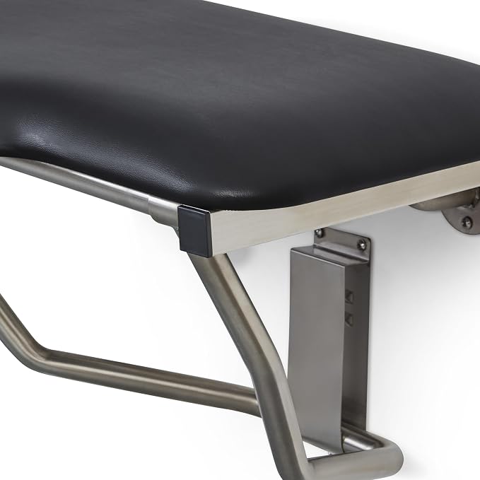 32" x 22.5" Black Padded Cushion Wall Mount Folding Right-Handed Transfer Bench - Image 3