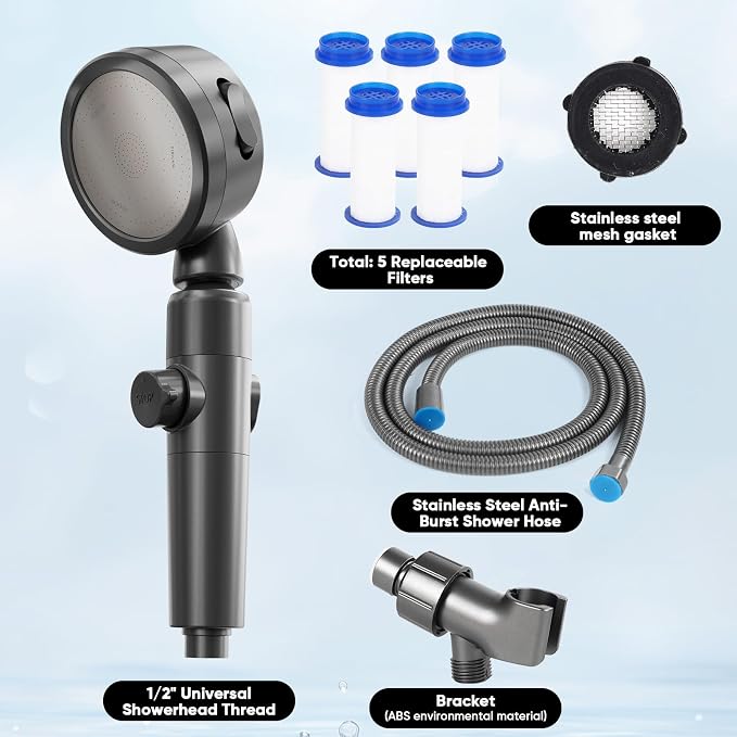 Ion Drops Filtered Shower Head for Hard Water, High Pressure Handheld - Image 8