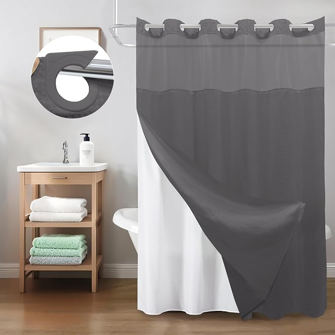 Inhousolu Extra Long No Hook Shower Curtain - Image 8
