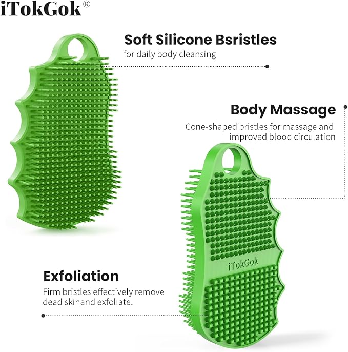 Silicone Body Scrubber Silver-Infused Dual-Sided 3-in-1 - Image 6