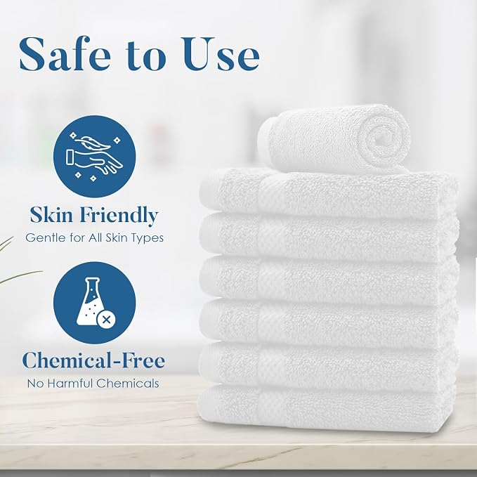DAN RIVER 12-Pack Premium 100% Cotton White Face Towels – Reusable Face Towel - Image 8