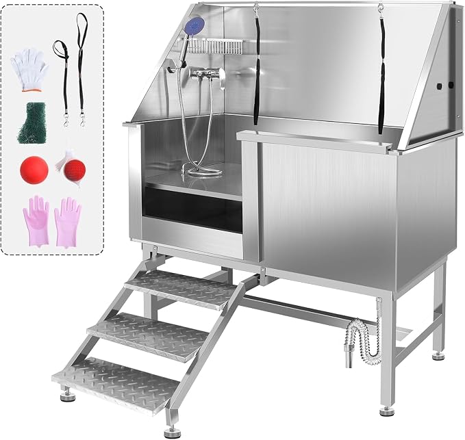 50 Inch Stainless Steel Dog Washing Station, Professional Grooming Tub - Image 9