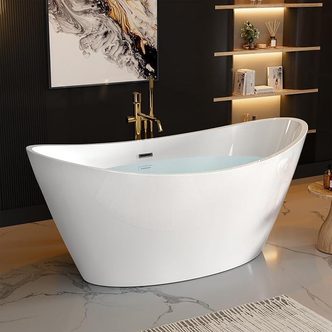 BATHTUB 67" Free Standing Tub, Luxury Acrylic Soaking Tub, Modern Stand Alone - Image 7