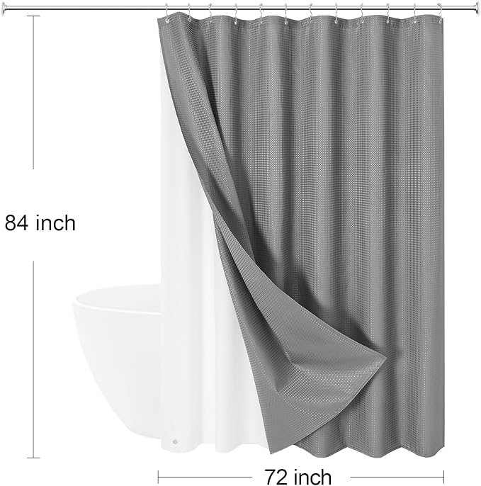 3 in 1 Extra Long Shower Curtain Set-72 W x 84 H, Waterproof Fabric - Image 8