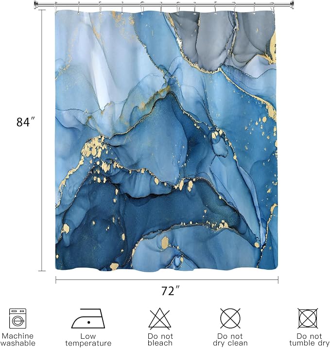 Extra Long Shower Curtain 72 x 84 Inch, Modern Luxury Art Decor Ink Texture - Image 6