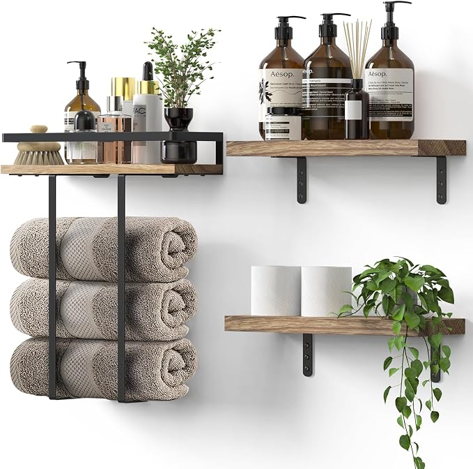 Towel Racks for Bathroom-Wall Mounted Floating Shelves for Wall Bathroom - Image 8