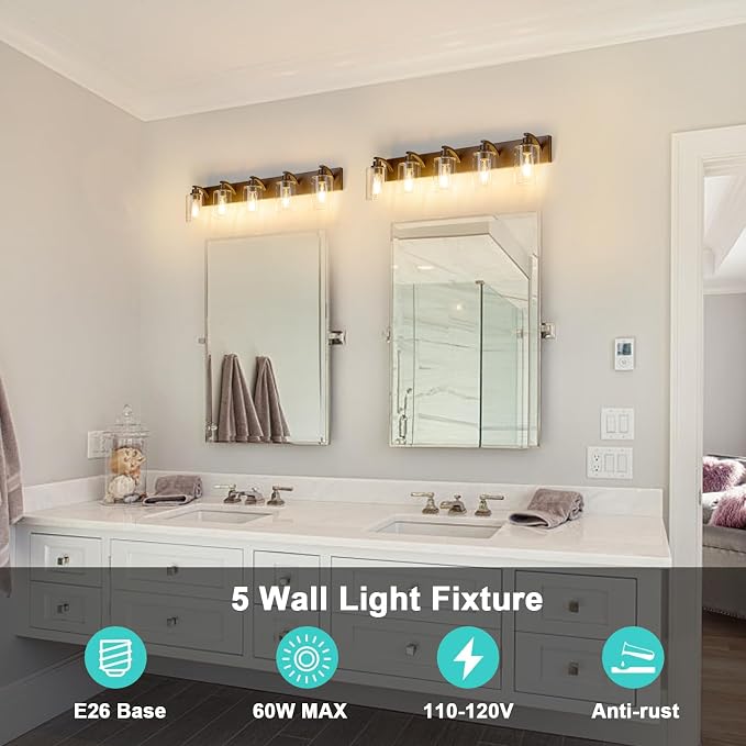 5-Light Bathroom Light Fixtures Modern ORB Vanity Lights - Image 9