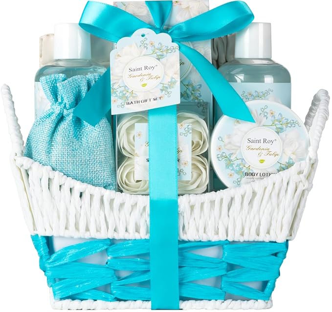 Christmas Gifts for Women, Spa Gift Baskets for Ladies 8pcs Gardenia Tulip Bath - Image 9