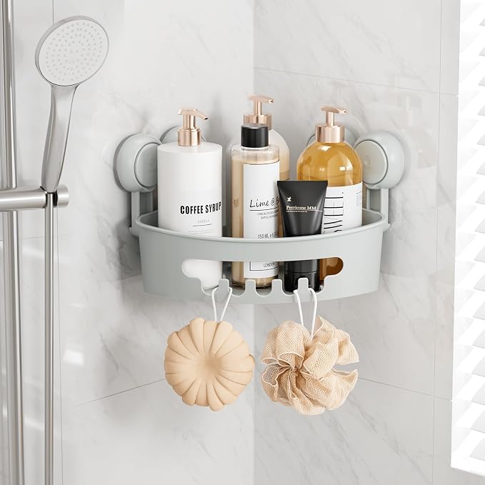 TAILI Corner Shower Caddy with Suction Cups, Wall Mounted Organizer Plastic Rack - Image 9