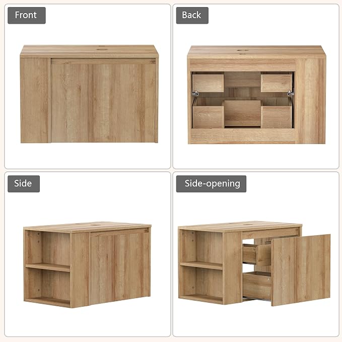Bathroom Vanity, Natural Color Wall-Mounted Bathroom Vanity - Image 7